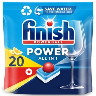 FINISH | Κάψουλες Πλυντηρίου Πιάτων Power All in 1 Λεμόνι 20 Tεμάχια