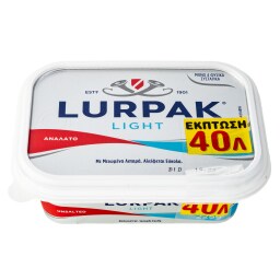 LURPAK | Βούτυρο Soft Ανάλατο Μειωμένα Λιπαρά Σκαφάκι 225g Έκπτωση 0.40Ε