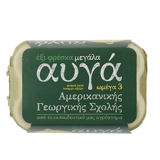 ΑΜΕΡΙΚΑΝΙΚΗ ΓΕΩΡΓΙΚΗ ΣΧΟΛΗ | Αυγά Φρέσκα Κλωβοστοιχίας Ωμέγα 3 Large 6 Τεμάχια 6 ΤΕΜ