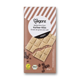 VEGANZ | Λευκή Σοκολάτα Bio Γάλα Ρυζιού & Νιφάδες Καφέ 80g