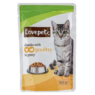 LOVEPET | Γατοτροφή Υγρή Πουλερικά 100g