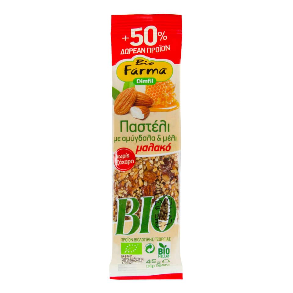 BIO FARMA Παστέλι Αμύγδαλο & Μέλι 30g + 50% Δώρο