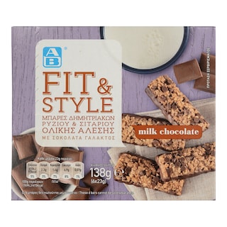 ΑΒ | ΜΠΑΡΕΣ ΔΗΜΗΤΡΙΑΚΩΝ FIT AND STYLE ΜΕ ΣΟΚΟΛΑΤΑ ΓΑΛΑΚΤΟΣ 6 Χ 23 GR