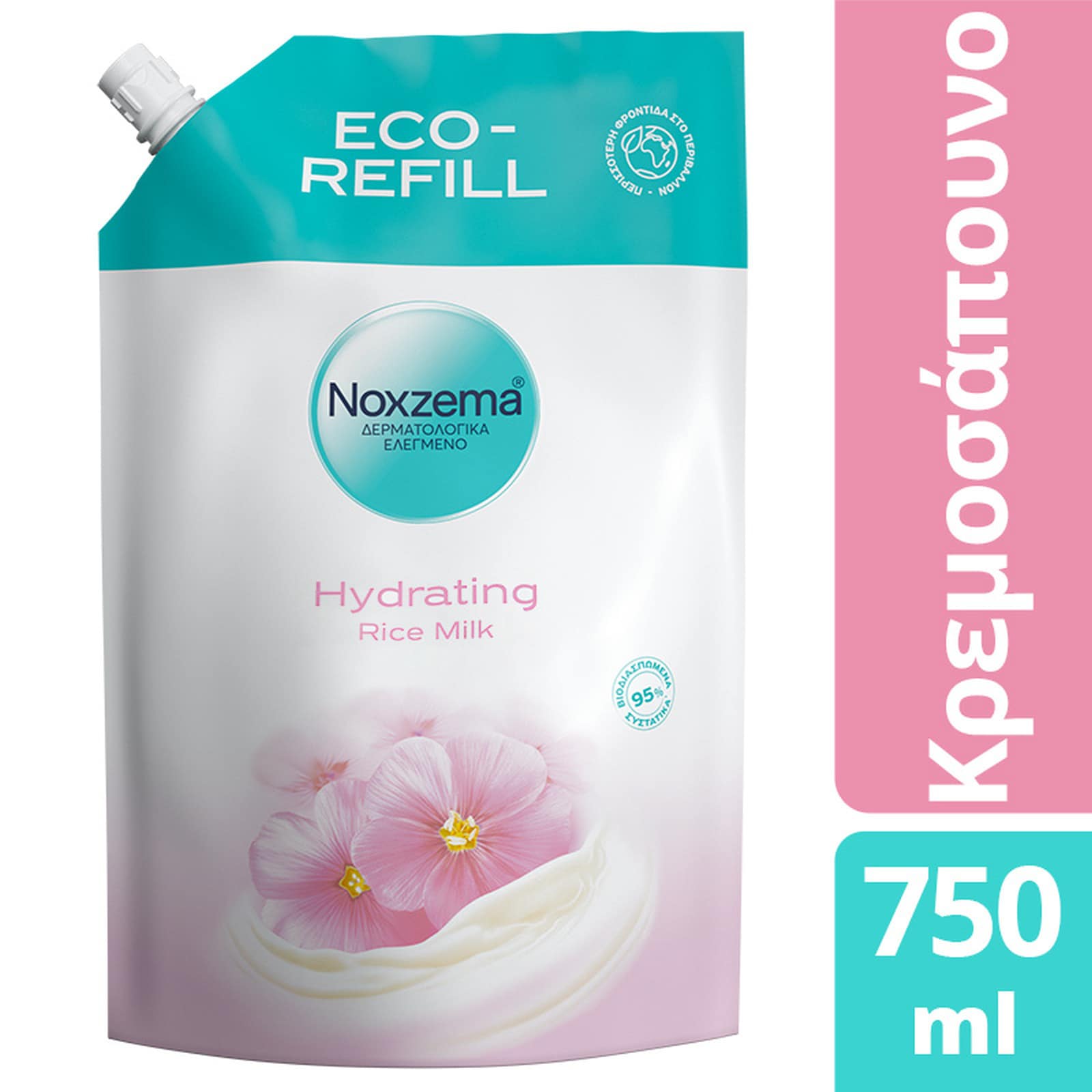 NOXZEMA Κρεμοσάπουνο Rice Milk Ανταλλακτικό 750ml