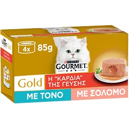 GOURMET | Γατοτροφή Μους Τόνος & Σολομός 4X85 gr