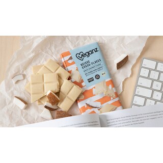 VEGANZ | Λευκή Σοκολάτα Bio Γάλα Ρυζιού & Flakes Καρύδας 80g