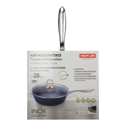 NEOFLAM | Τηγάνι Βαθύ Αντικολλητικό Inox & Καπάκι 28cm 1 Τεμάχιο