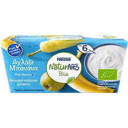NATURNES | Επιδόρπιο Γάλακτος bio Αχλάδι Μπανάνα  2 X 90 gr