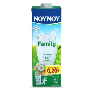 ΝΟΥΝΟΥ | FAMILY | Αγελαδινό Γάλα Υψηλής Θερμικής Επεξεργασίας Ελαφρύ 1lt Έκπτωση 0.20Ε