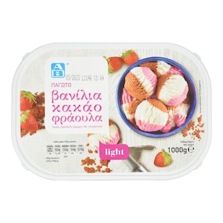 ΑΒ | Παγωτό Light Βανίλια Κακάο Φράουλα 1kg