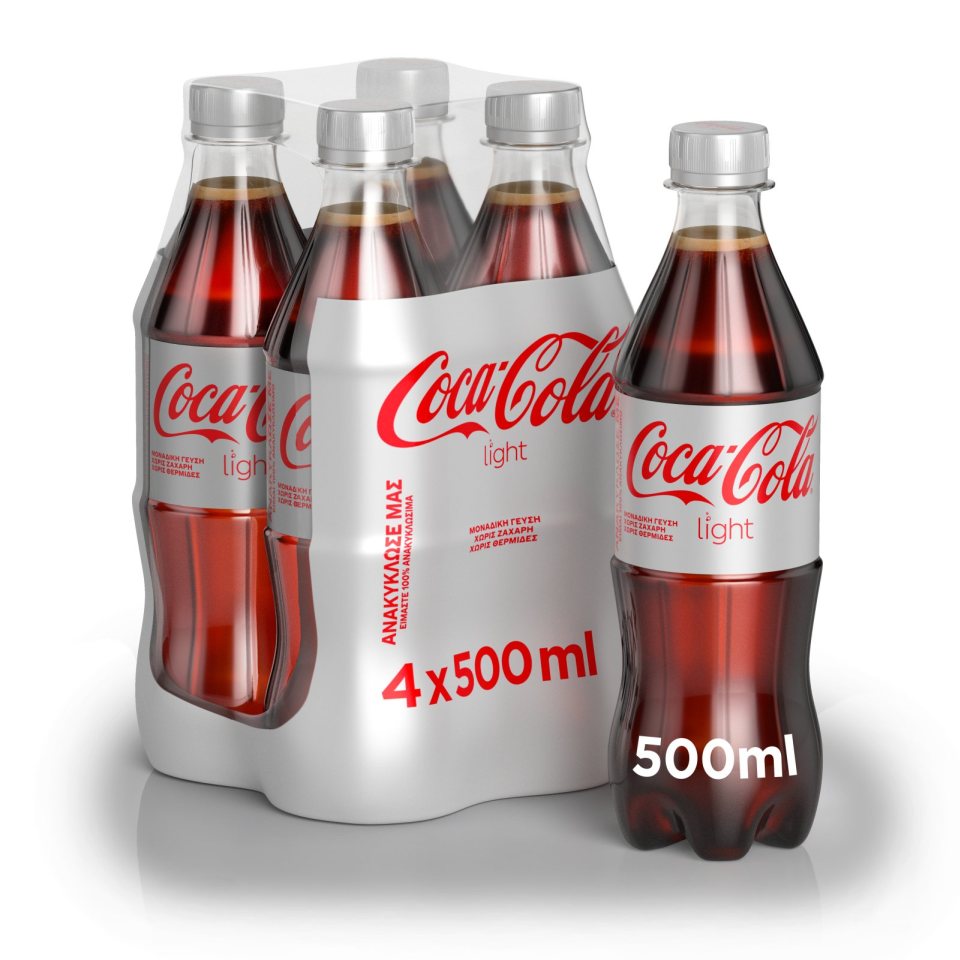 COCA COLA Αναψυκτικό Cola Light Φιάλη 4x500ml