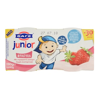 JUNIOR | ΠΑΙΔΙΚO ΓΙΑΟΥΡΤΙ ΜΕ ΓΕΥΣΗ ΦΡΑΟΥΛΑ 2 X 140 GR