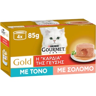 GOURMET | Γατοτροφή Μους Τόνος & Σολομός 4X85 gr