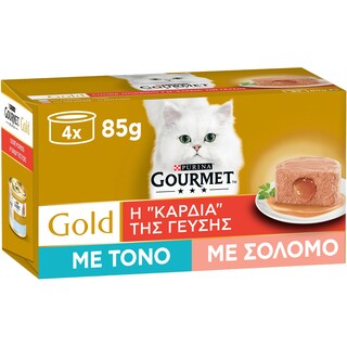 GOURMET | Γατοτροφή Μους Τόνος & Σολομός 4X85 gr