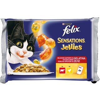 FELIX | Γατοτροφή Sensations Jellies Ποικιλία Κρεάτων 4x100g