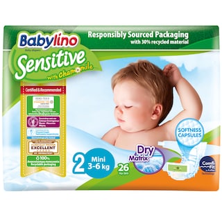 BABYLINO | Πάνες Μωρού Sensitive Χαμομήλι Νο2 26 Τεμάχια