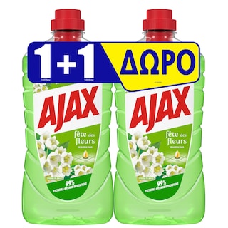 AJAX | Υγρό Καθαρισμού Fete Des Fleurs Λουλούδια Άνοιξης 1lt 1+1 Δώρο