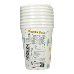 DECORATA | Ποτήρια Χάρτινα Πολύχρωμα Αστέρια 200ml 8 Τεμάχια