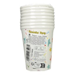 DECORATA | Ποτήρια Χάρτινα Πολύχρωμα Αστέρια 200ml 8 Τεμάχια
