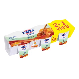 TOTAL | Γιαούρτι Στραγγιστό 2% με Μέλι 3x150g 2+1 Δώρο