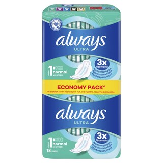 ALWAYS | Σερβιέτες Ultra Normal Plus Duo 18 Τεμάχια