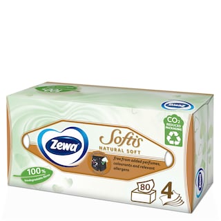 ZEWA | ZEWA SOFTIS NATUR.SOFT BOX 4PLY 80P Επιτραπέζια Softis Natural Soft 4 Φύλλα 80 Τεμάχια