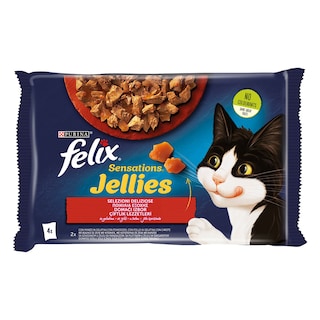 FELIX | Γατοτροφή Sensations Jellies Βοδινό & Κοτόπουλο 4x85g