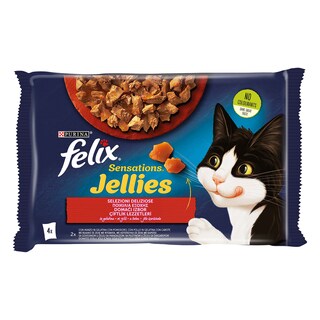 FELIX | Γατοτροφή Sensations Jellies Βοδινό & Κοτόπουλο 4x85g