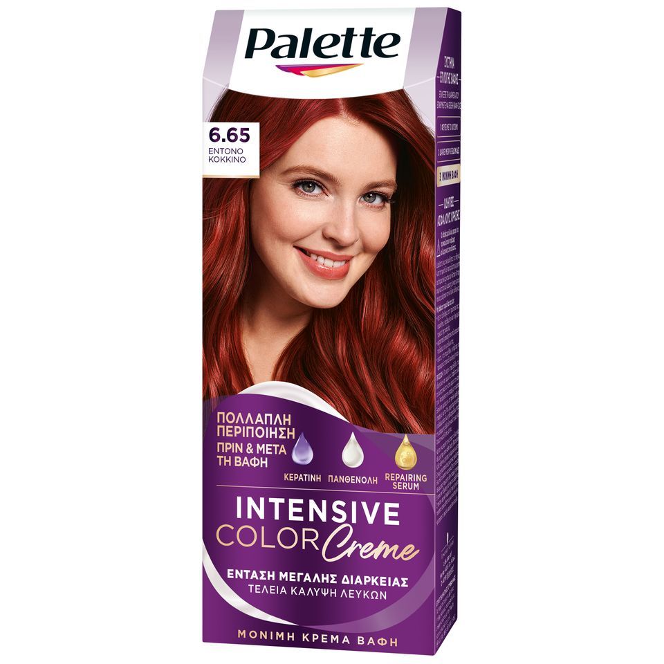 PALETTE Βαφή Μαλλιών Intensive Color 6.65 Έντονο Κόκκινο 1 Τεμάχιο