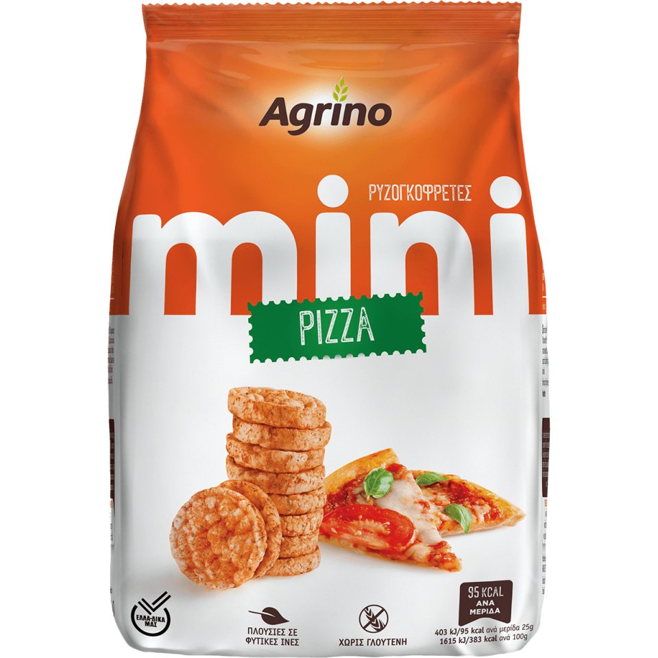 AGRINO Ρυζογκοφρέτες Μίνι Pizza 50g