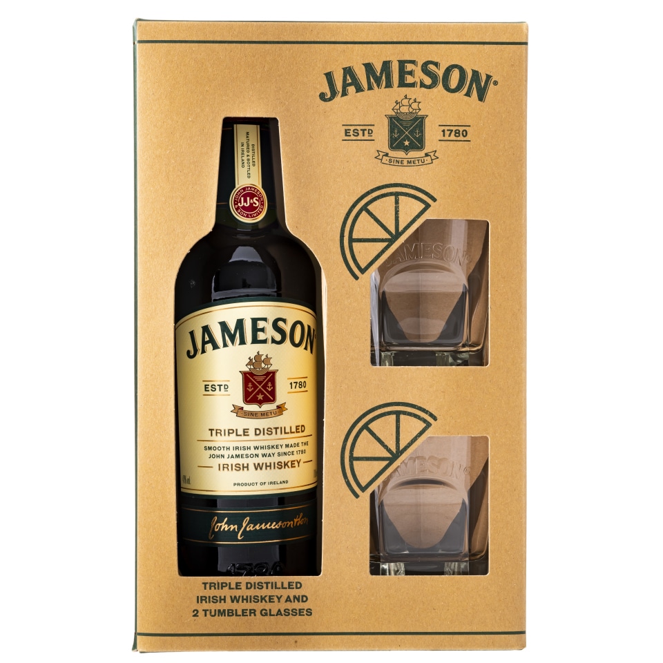 JAMESON Ουίσκι Ιρλανδίας Tripled Distilled 700ml + Ποτήρια Δώρο