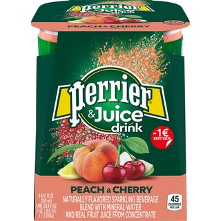 PERRIER | Νερό Ανθρακούχο Ροδάκινο Κεράσι 4x250ml Έκπτωση 1Ε