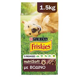 FRISKIES | Ξηρά Τροφή Για Ενήλικους Σκύλους Με Μαλακές Κροκέτες Βοδινού 1.5 Kg