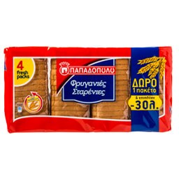 ΠΑΠΑΔΟΠΟΥΛΟΥ | ΦΡΥΓΑΝΙΕΣ  ΣΤΑΡΕΝΙΕΣ ΣΙΤΟΥ 4 Χ 127 GR ΠΡΟΣΦΟΡΑ ΤΟ 1 ΠΑΚΕΤΟ ΔΩΡΟ