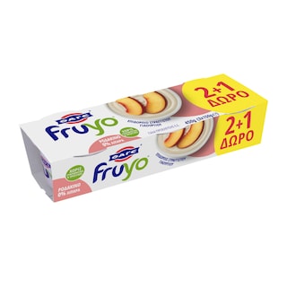 FRUYO | Επιδόρπιο Γιαουρτιού 0% Ροδάκινο 3x150g 2+1 Δώρο