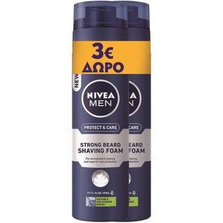 NIVEA | Αφρός Ξυρίσματος Men Protect & Care Aloe Vera 2x200ml Έκπτωση 3Ε