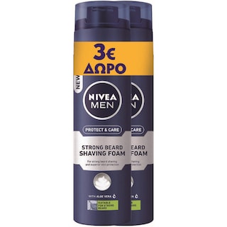 NIVEA | Αφρός Ξυρίσματος Men Protect & Care Aloe Vera 2x200ml Έκπτωση 3Ε