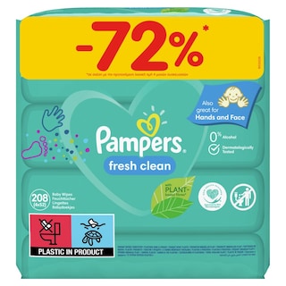 PAMPERS | Μωρομάντηλα Fresh Clean 4x52 Τεμ. 72% Φθην.
