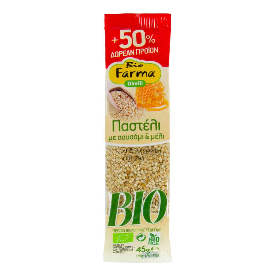 BIO FARMA Παστέλι Σουσάμι & Μέλι 30g + 50% Δώρο