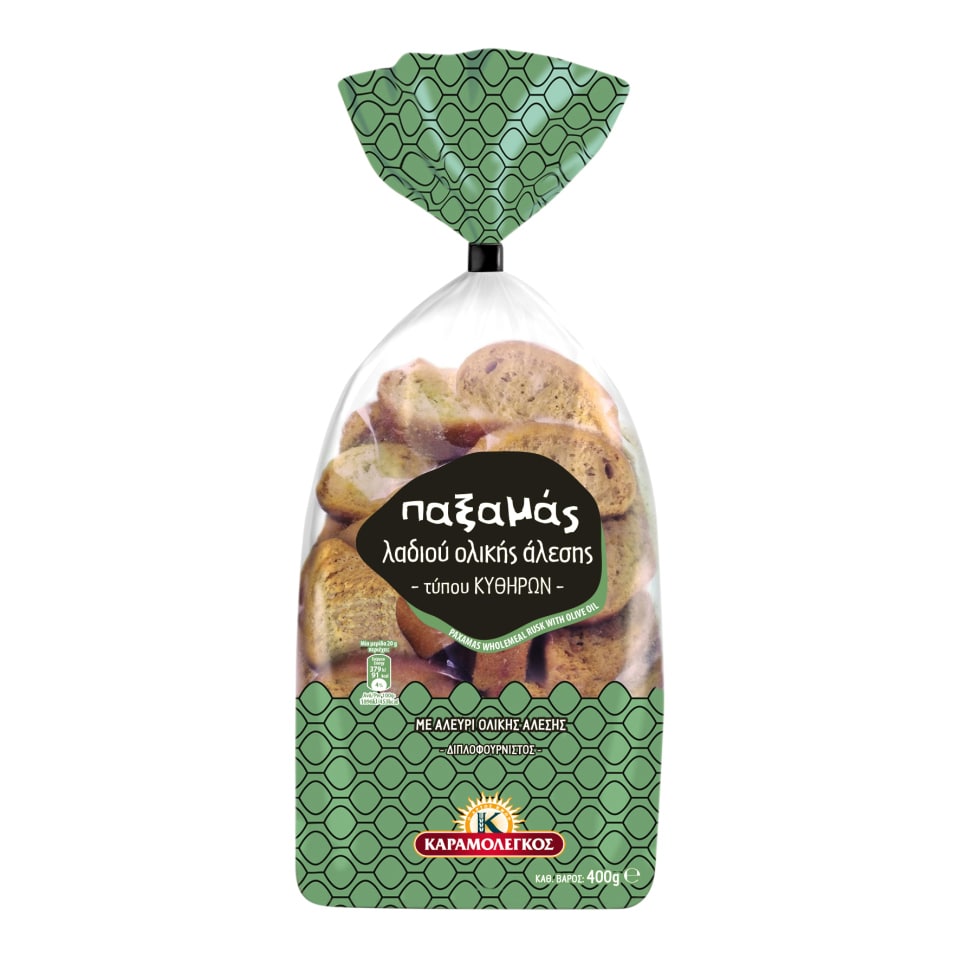 ΚΑΡΑΜΟΛΕΓΚΟΣ Παξαμάς Λαδιού Ολικής Άλεσης 400g