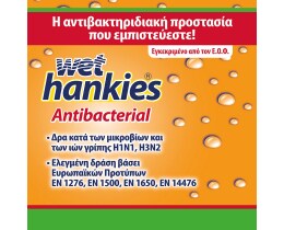 WET HANKIES | Υγρά Μαντηλάκια Αντιβακτηριδιακά Πορτοκάλι  15 τεμάχια 2+2