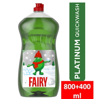 FAIRY | PLATINUM | Υγρό Πιάτων Platinum Quickwash Regular 800ml+400ml Δώρο