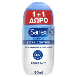 SANEX | DEODORANT Roll On Dermo Extra Control 50ml 1+1 Δώρο 1+1