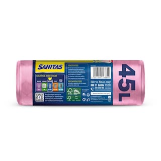 SANITAS | Σακούλες Απορριμμάτων Flex & Strong Κορδόνι Μεγάλες Αρωματικές 10 Τεμάχια