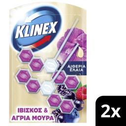 KLINEX | Καθαριστικό Τουαλέτας WC Block Ιβίσκος & Άγρια Μούρα 2x55g