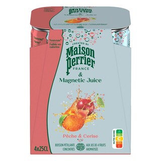 PERRIER | Ανθρακούχο Νερό Maison Perrier Ροδάκινο και Κεράσι 4x250ml
