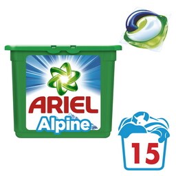 ARIEL | ΥΓΡΕΣ ΚΑΨΟΥΛΕΣ ΠΛΥΝΤΗΡΙΟΥ ΡΟΥΧΩΝ 3 IN 1 PODS ALPINE 15 ΜΕΖ 15 ΜΕΖ