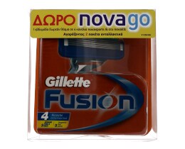 GILLETTE | FUSION | ΑΝΤΑΛΛΑΚΤΙΚΑ ΞΥΡΙΣΤΙΚΗΣ ΜΗΧΑΝΗΣ 2 ΠΑΚΕΤΑ Χ 4 ΤΕΜ ΝΟΧΖΕΜΑ SPRAY OUTLAST 300 ΜΛ ΔΩΡΟ NOVA GO