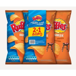 RUFFLES | Τσιπς BBQ Κυματιστά 140g 2+1 Δώρο