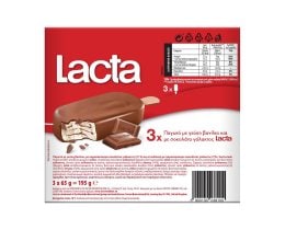LACTA | Παγωτό Ξυλάκι Βανίλια Σοκολάτα Γάλακτος 3x65g